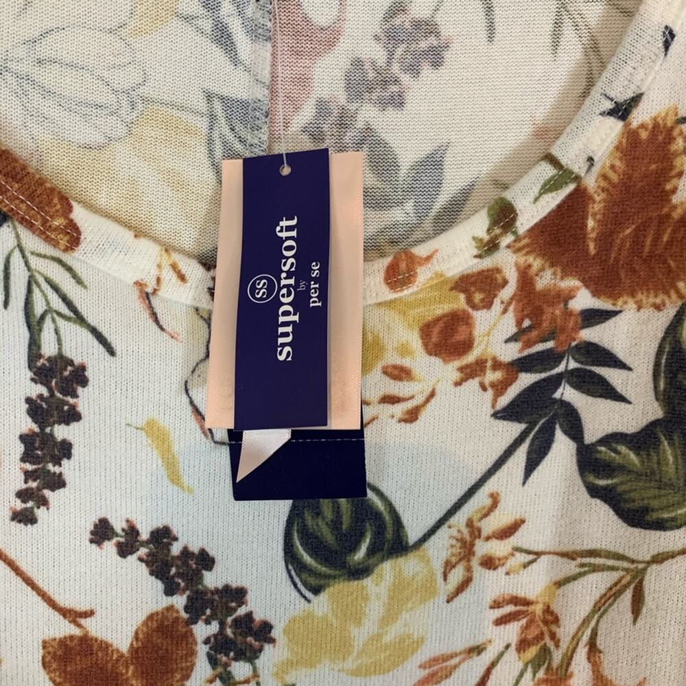 Per Se NEW NWT Long Sleeve White Fall Floral SuperSoft Top Womens Size 2X - Picture 6 of 10